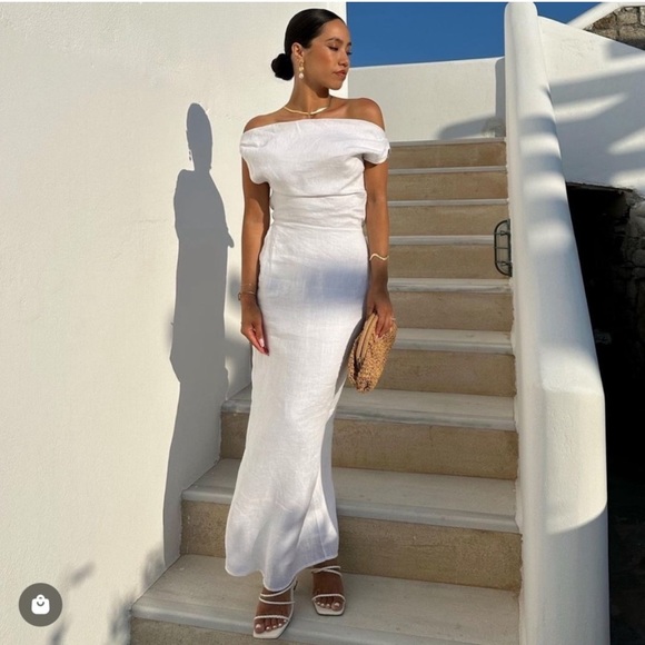 DISSH NWT US 8 Cass White Linen Asymmetrical Midi Dress - Picture 2 of 14